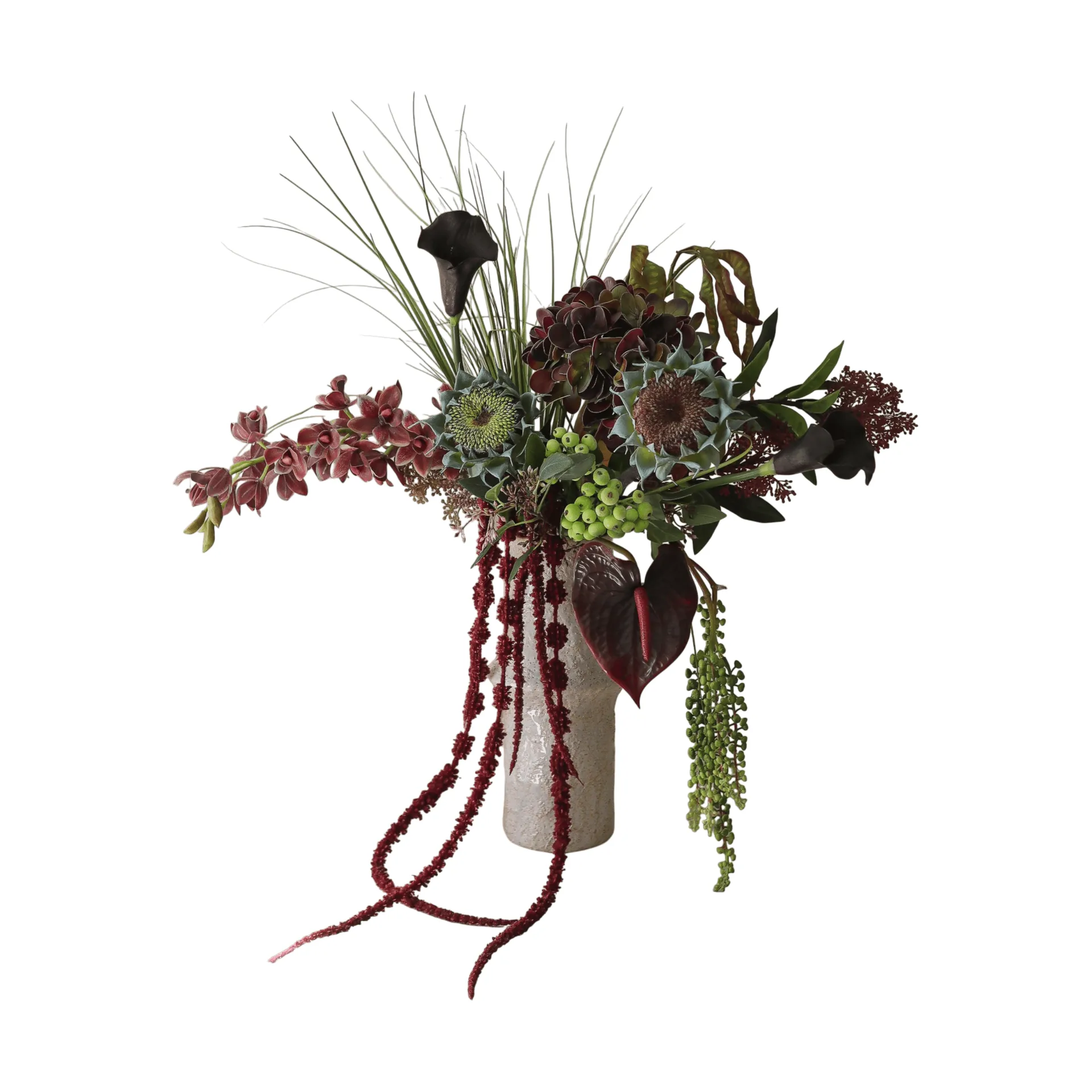 Woodland Nocturne 인조 부케, 카라, 안스리움, 수국, 가을 해바라기, 112 cm, 14개 Botané | 보타네