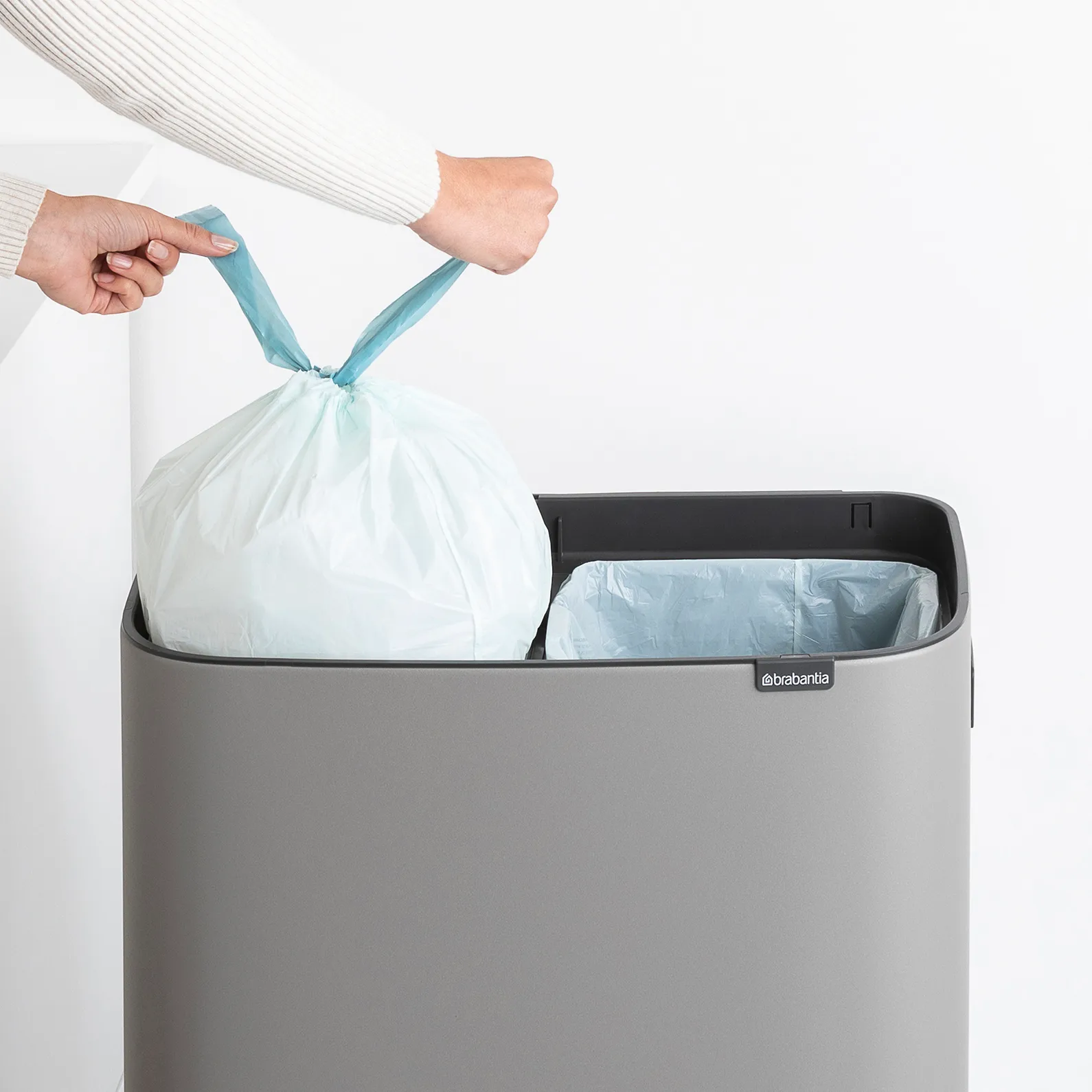 보 터치 빈 휴지통 하이 2x30 L, Mineral concrete grey Brabantia | 브라반티아