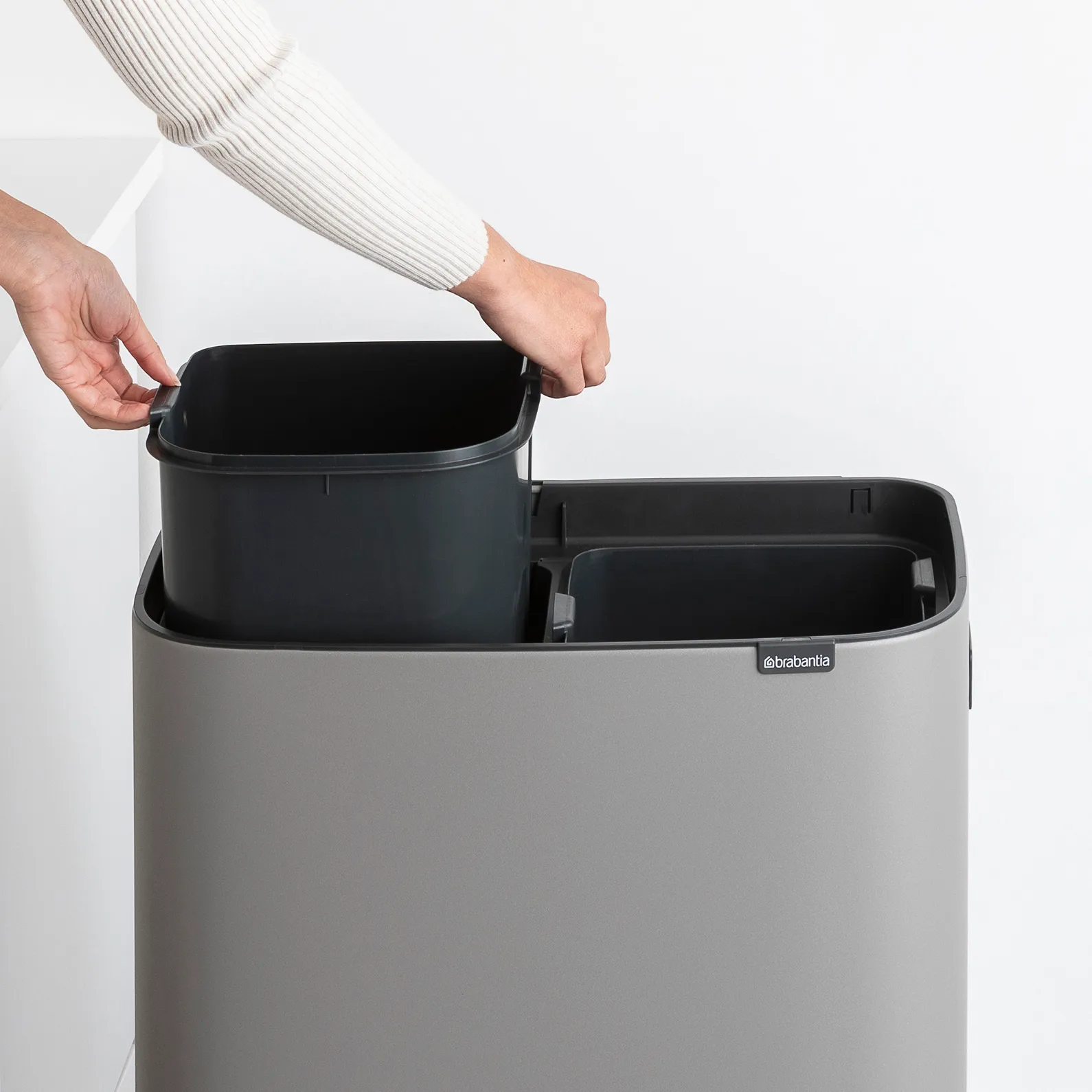 보 터치 빈 휴지통 하이 2x30 L, Mineral concrete grey Brabantia | 브라반티아