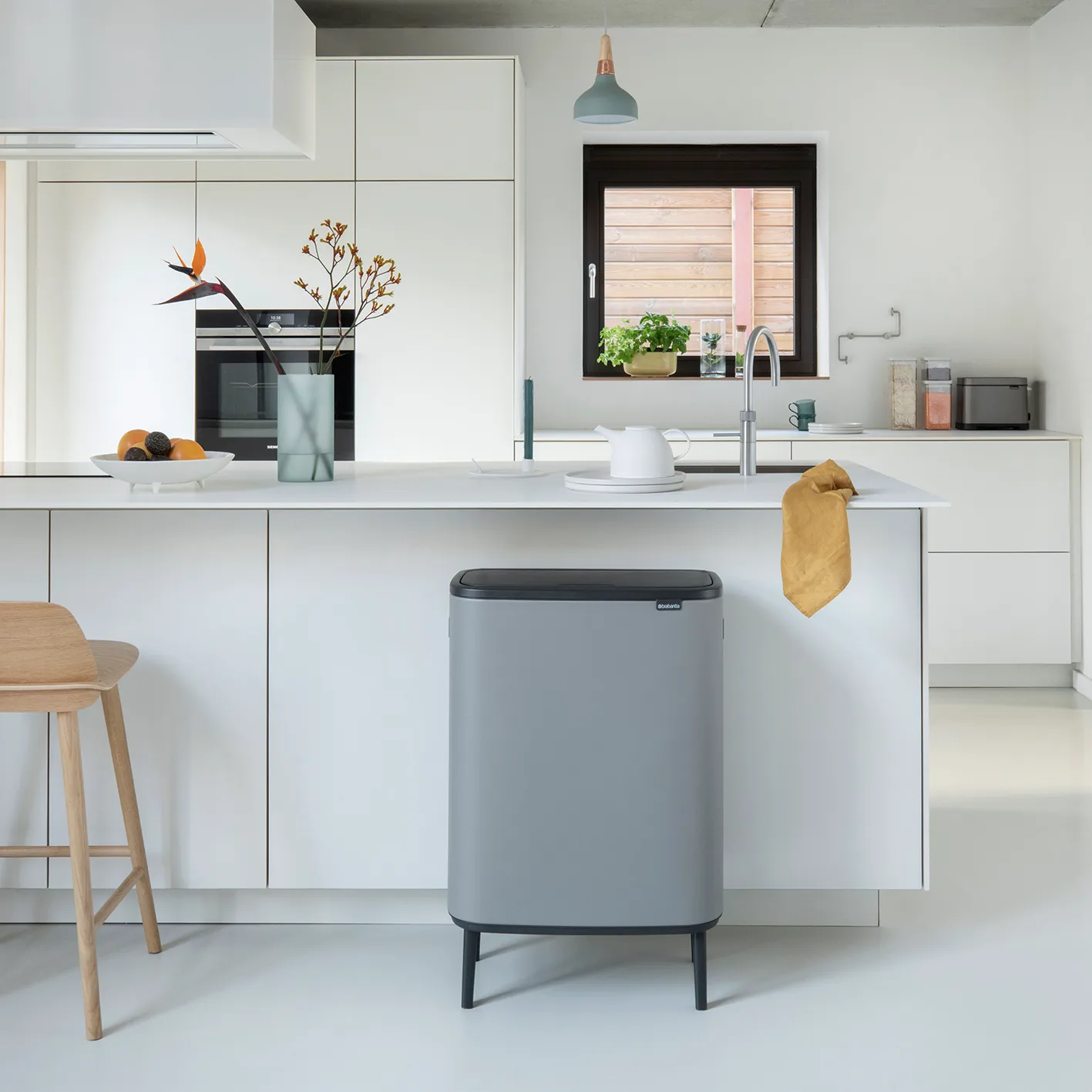 보 터치 빈 휴지통 하이 2x30 L, Mineral concrete grey Brabantia | 브라반티아