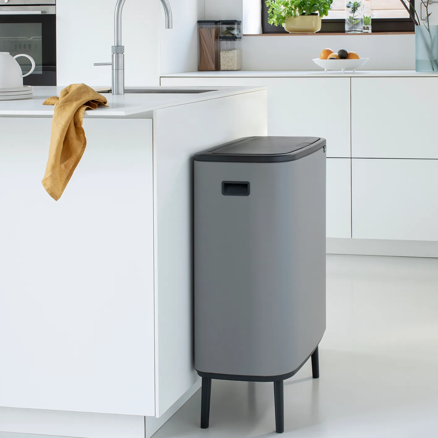 보 터치 빈 휴지통 하이 2x30 L, Mineral concrete grey Brabantia | 브라반티아