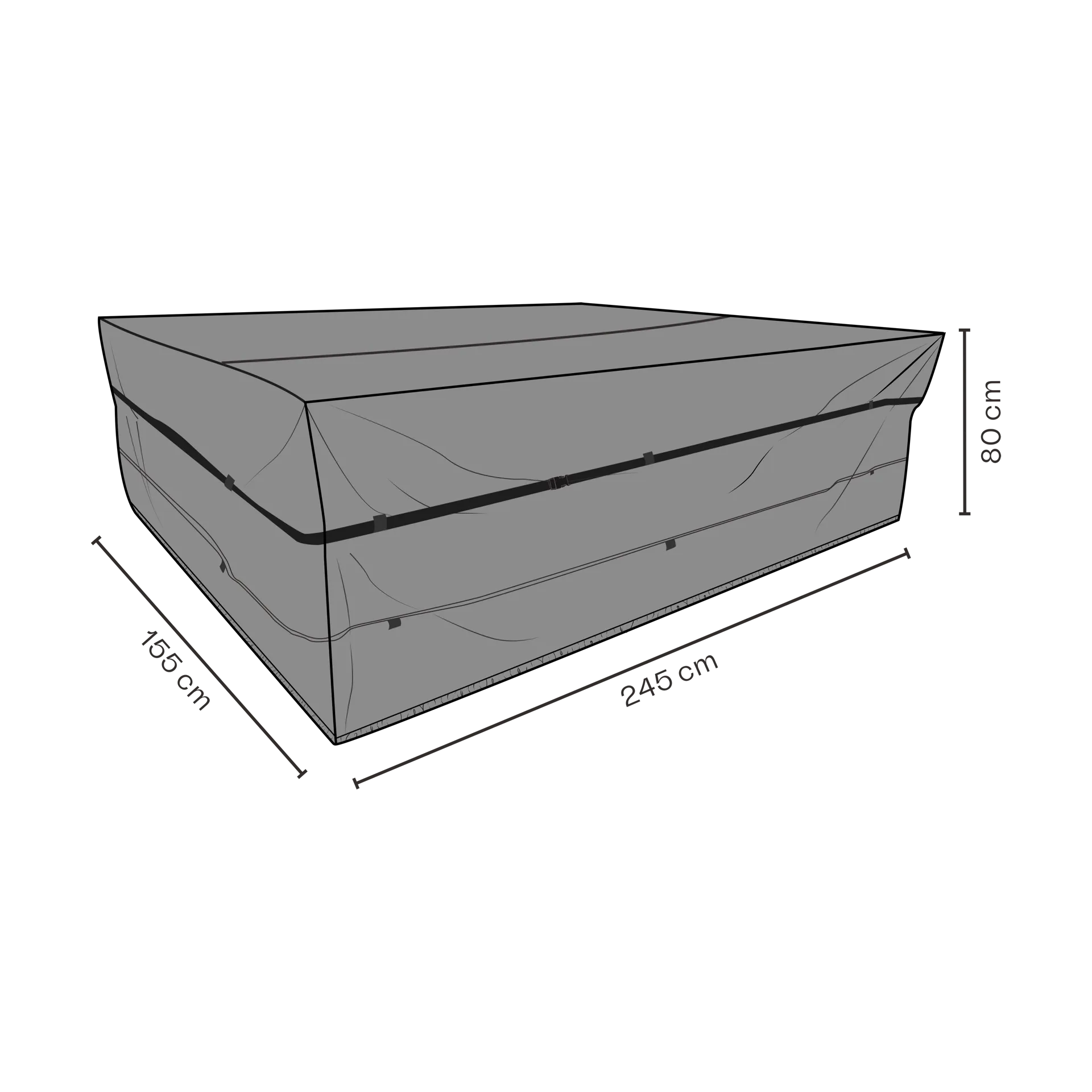 브라팹 가구 커버 다이닝 그룹용, Black 245x155 cm Brafab