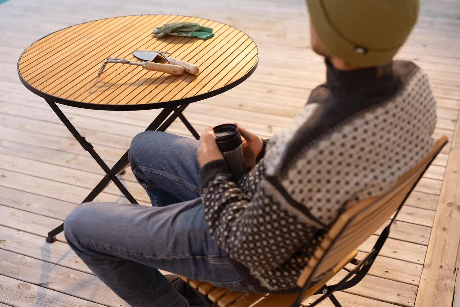 브루어 다이닝 테이블, Black-teak, Ø85 cm Brafab