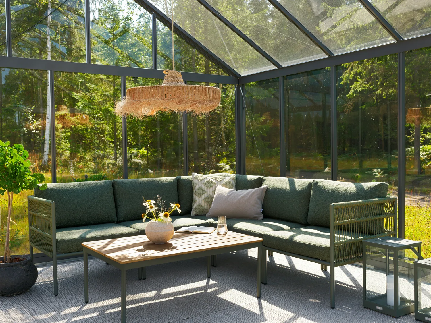 레노 커피 테이블, Nordic green-natural wood, 110x70 cm Brafab