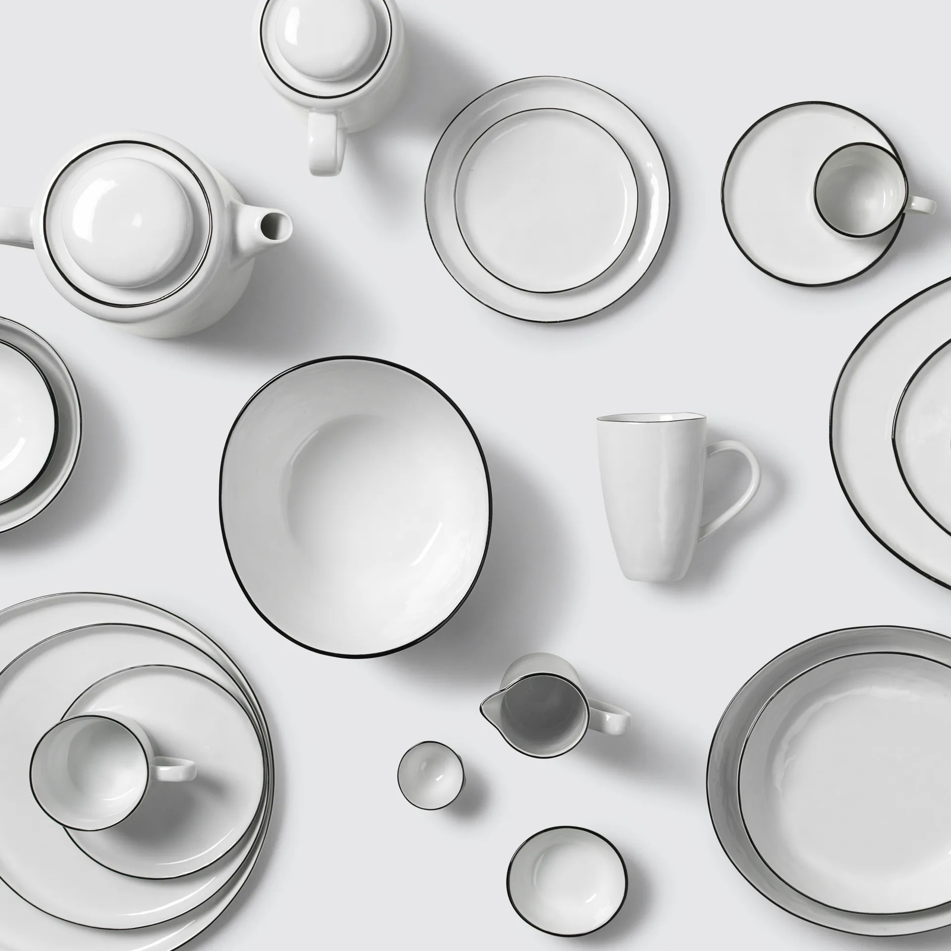 솔트 보울 23x19.5x5 cm, White-black rim Broste Copenhagen | 브로스테코펜하겐