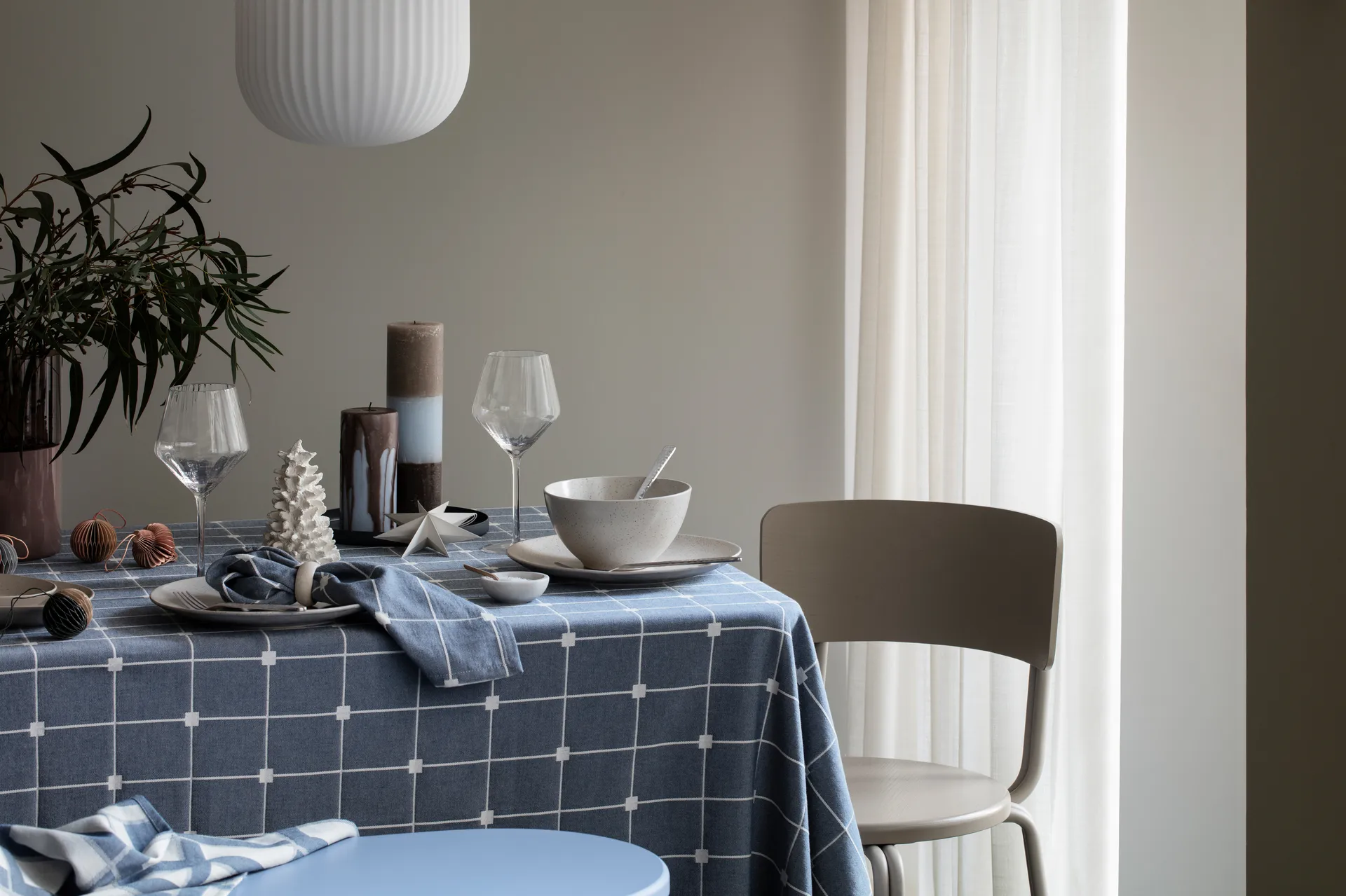 틸라 패브릭 냅킨 45x45 cm, Maritime blue-off white Broste Copenhagen | 브로스테코펜하겐