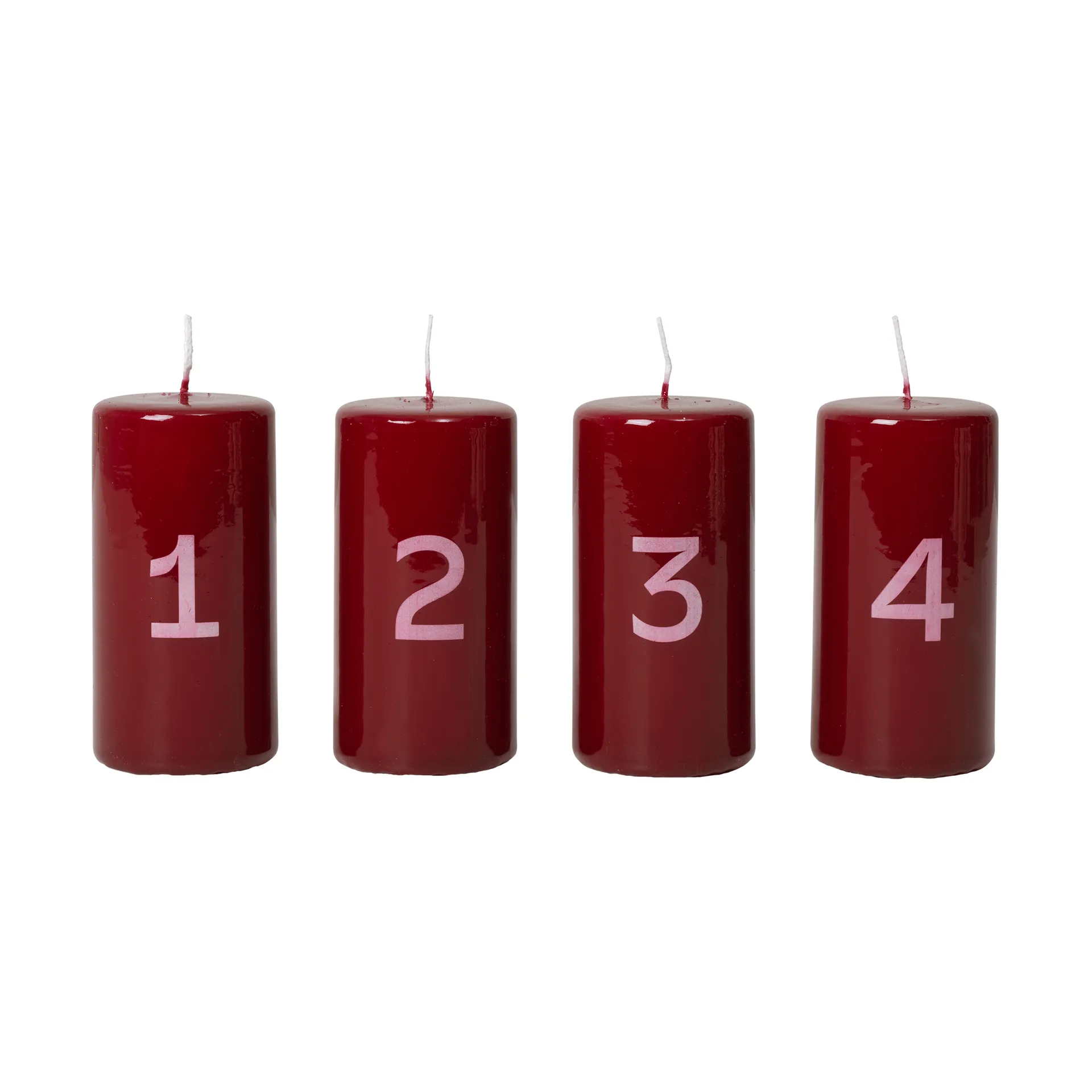 Broste 대림절 캔들, Burgundy-White, 4 pieces Broste Copenhagen | 브로스테코펜하겐