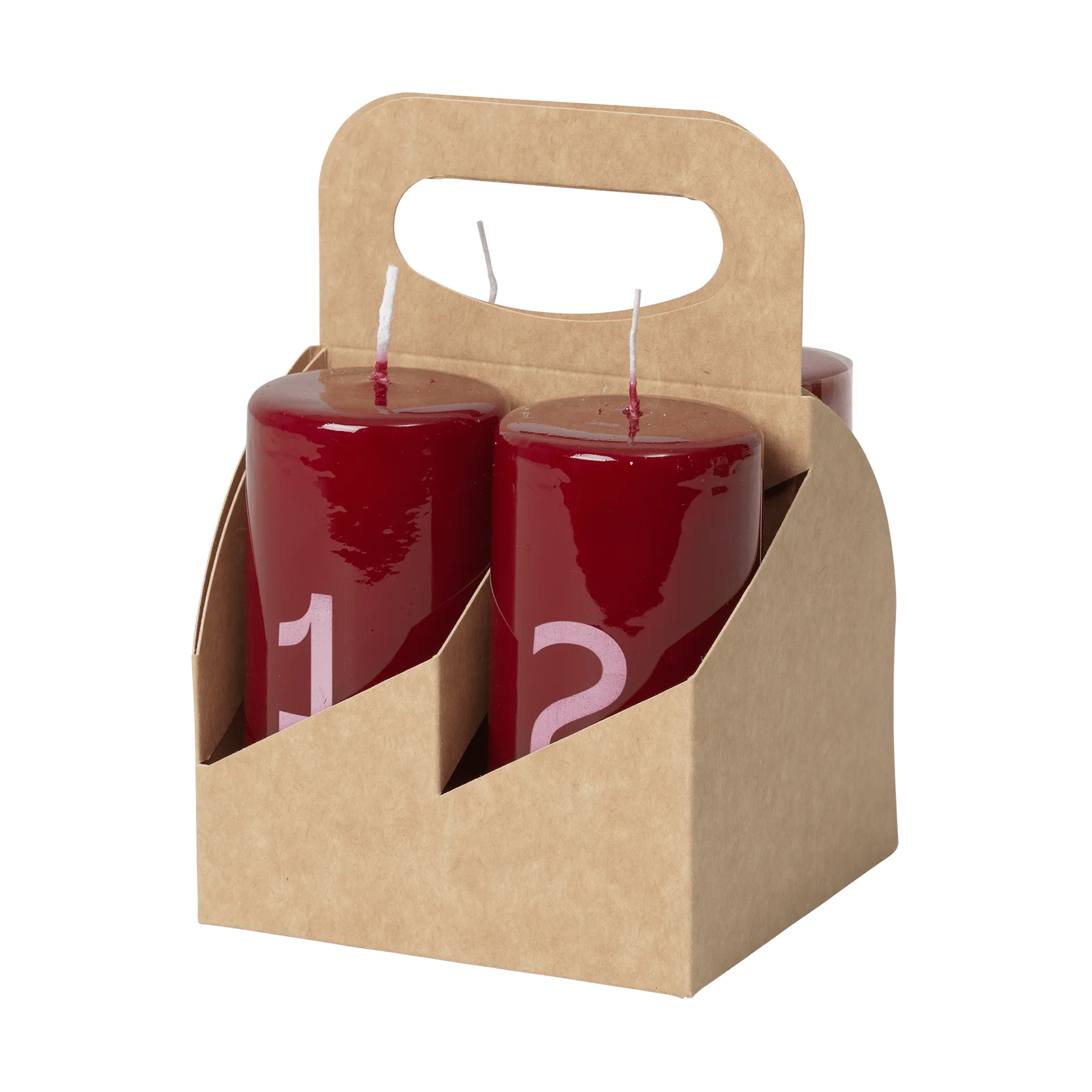 Broste 대림절 캔들, Burgundy-White, 4 pieces Broste Copenhagen | 브로스테코펜하겐