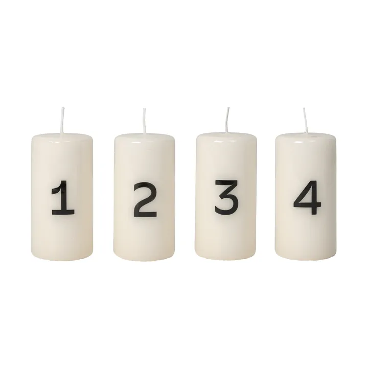 Broste 대림절 캔들 - White-Black, 4 pieces - Broste Copenhagen | 브로스테코펜하겐