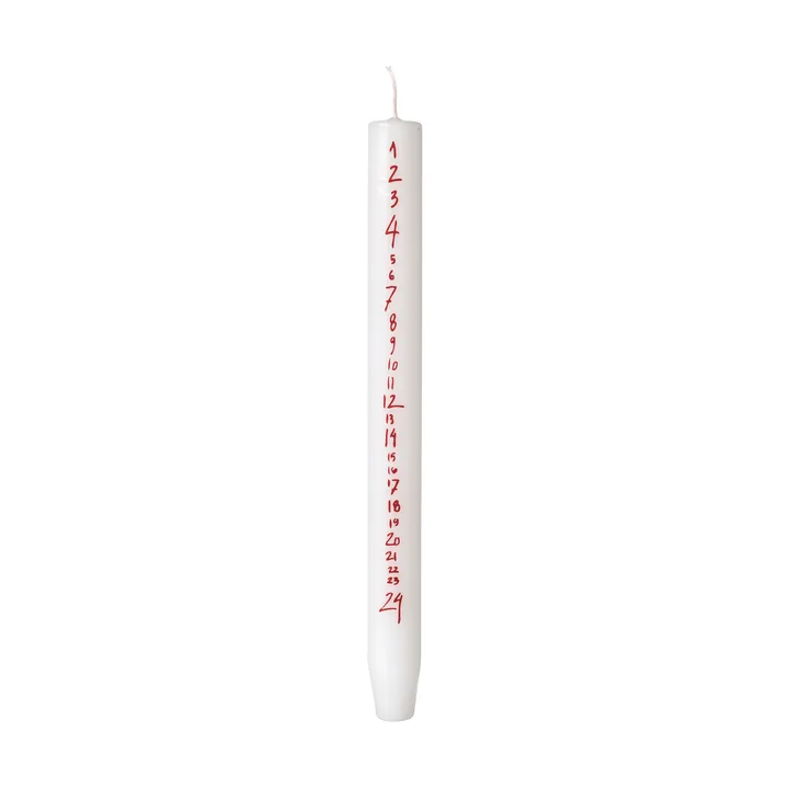 Handwritten 캘린더 양초 - Pure White-Red - Broste Copenhagen | 브로스테코펜하겐