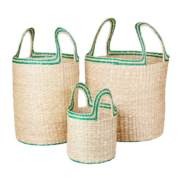 Lykke 수납 박스 3개 세트, Natural-green Broste Copenhagen | 브로스테코펜하겐