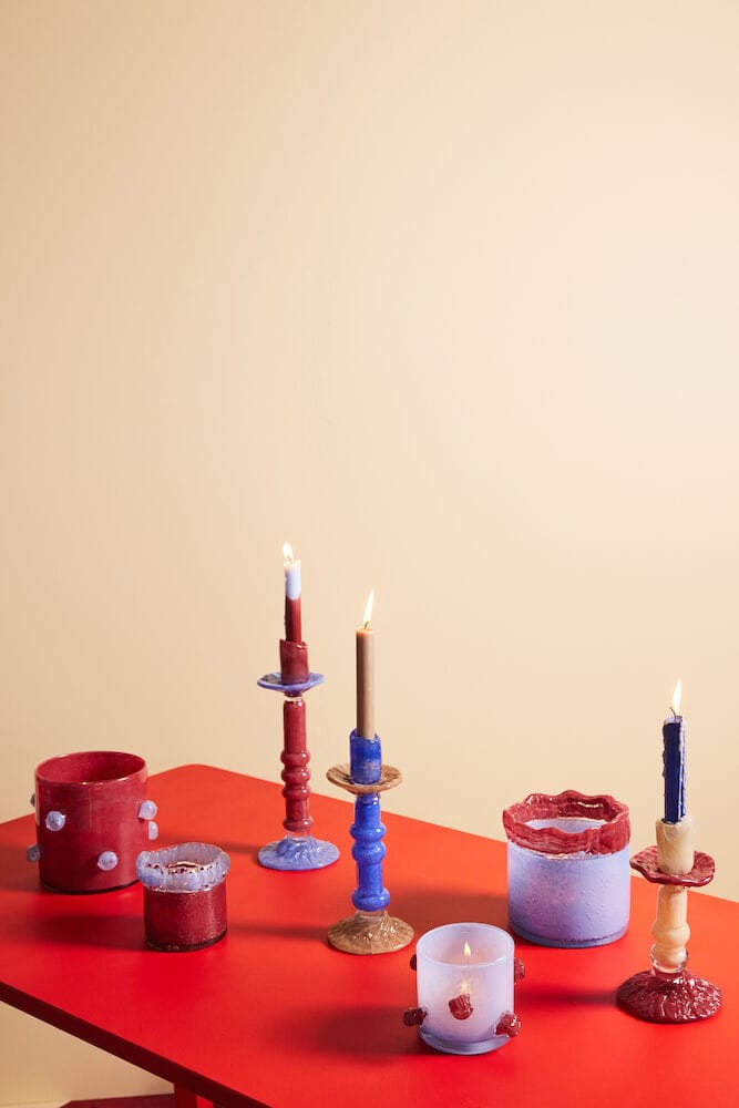 아를로 캔들 홀더 M 15 cm, Wine red-light blue Byon | 바이온
