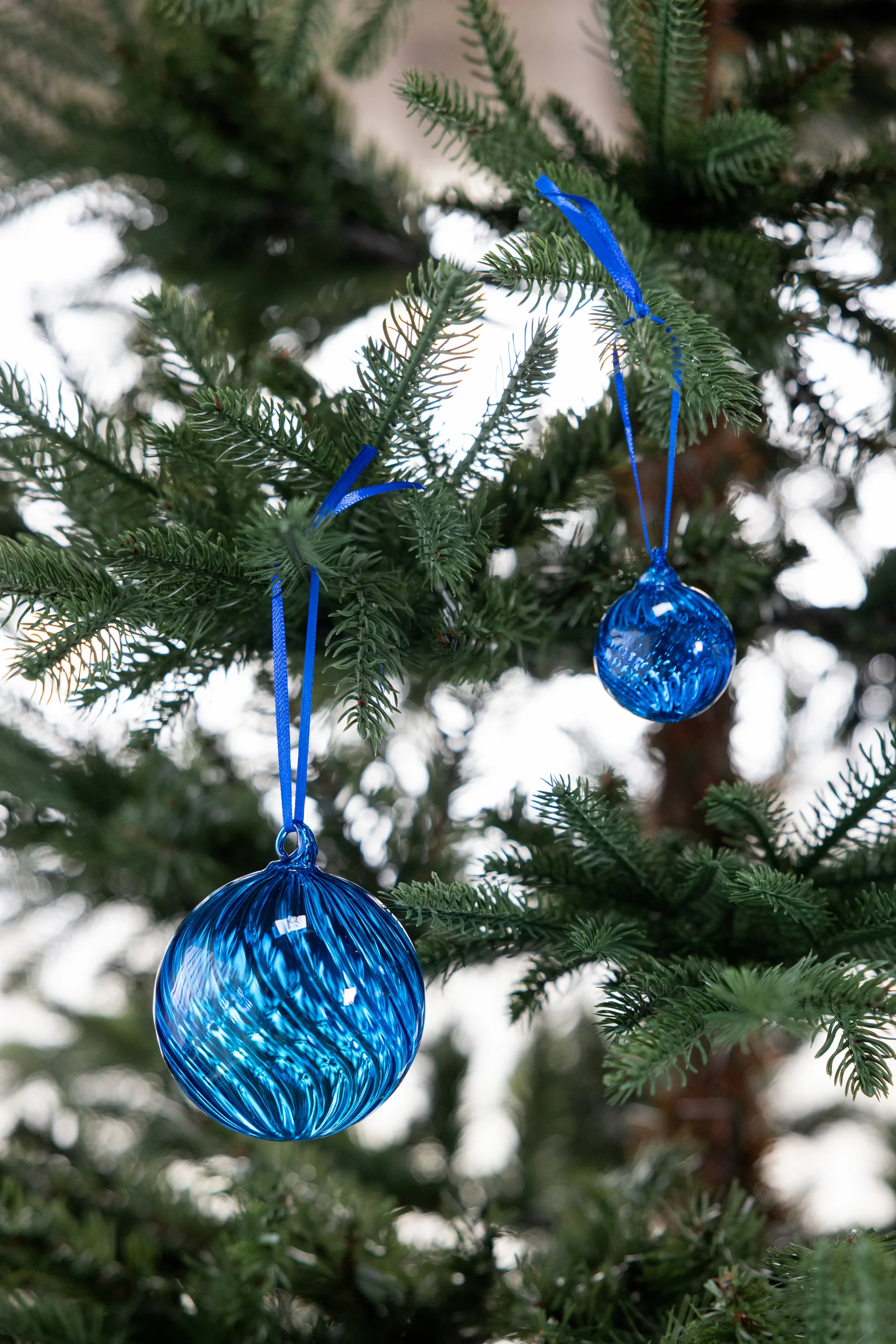 오패시티 크리스마스 트리 볼 M Ø8 cm 2개 세트, Blue Byon | 바이온