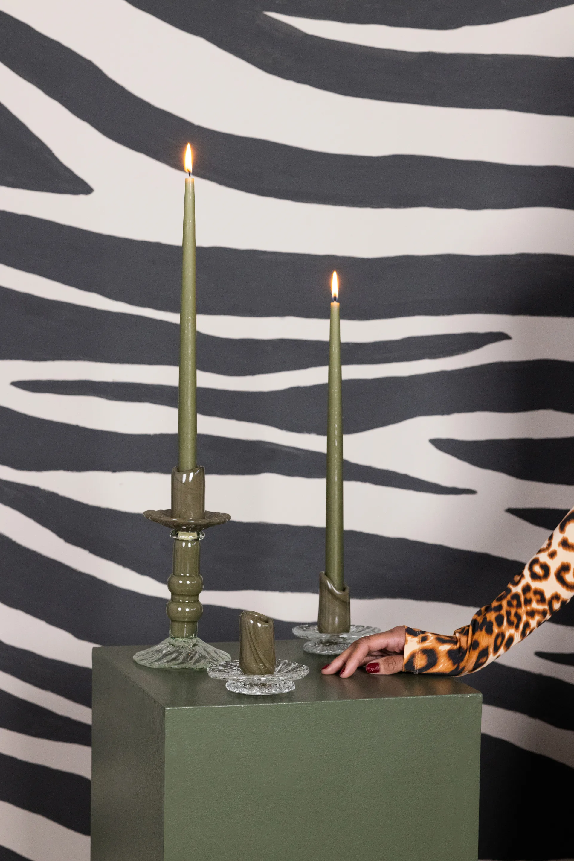 라라 캔들 홀더 S 22 cm, Green-clear Byon | 바이온