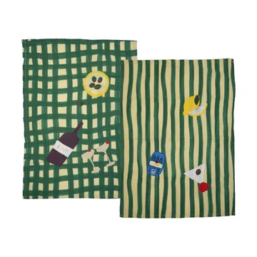 Sera 키친 타월 2개입 - Green, 50x70 cm - Byon | 바이온