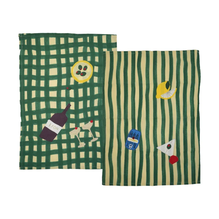 Sera 키친 타월 2개입 - Green, 50x70 cm - Byon | 바이온
