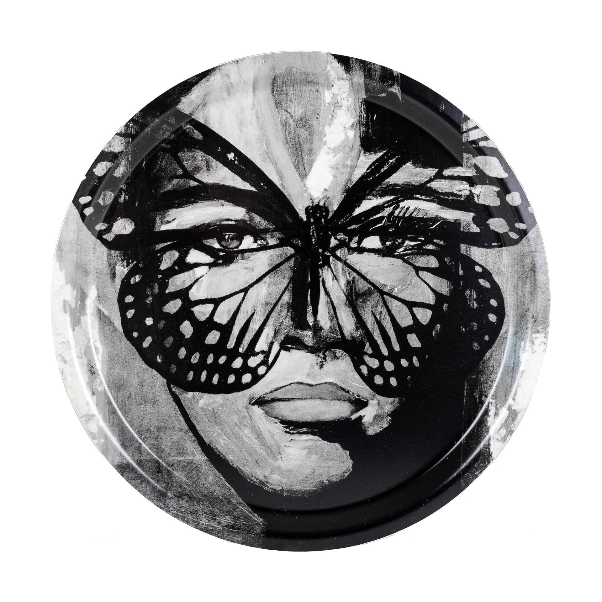 골든 버터플라이 트레이 Ø31 cm, Black-white Carolina Gynning | 카롤리나 귀닝