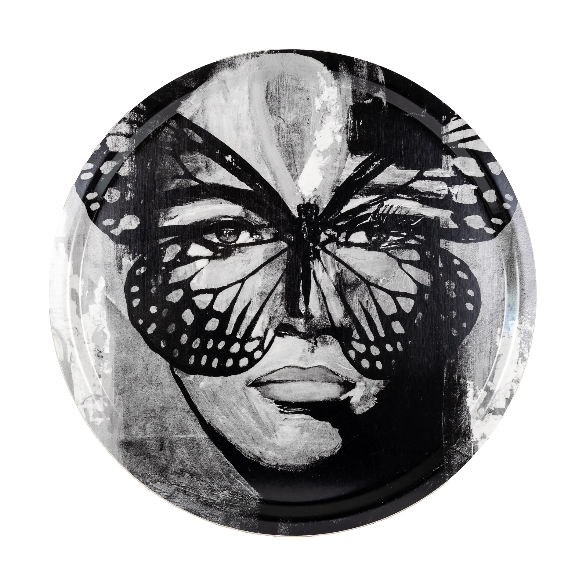 골든 버터플라이 트레이 Ø46 cm, Black-white Carolina Gynning | 카롤리나 귀닝