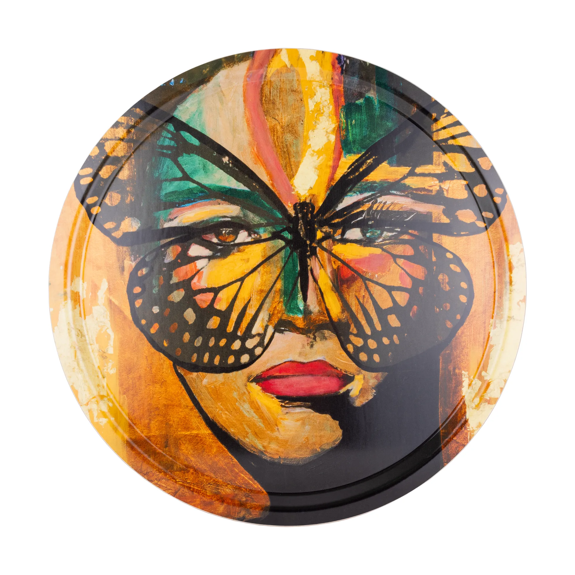 골든 버터플라이 트레이 Ø46 cm, Orange-black Carolina Gynning | 카롤리나 귀닝