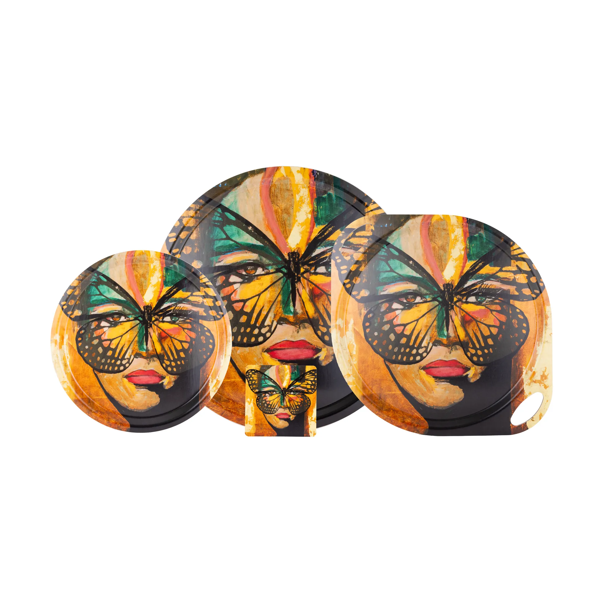 골든 버터플라이 트레이 Ø46 cm, Orange-black Carolina Gynning | 카롤리나 귀닝