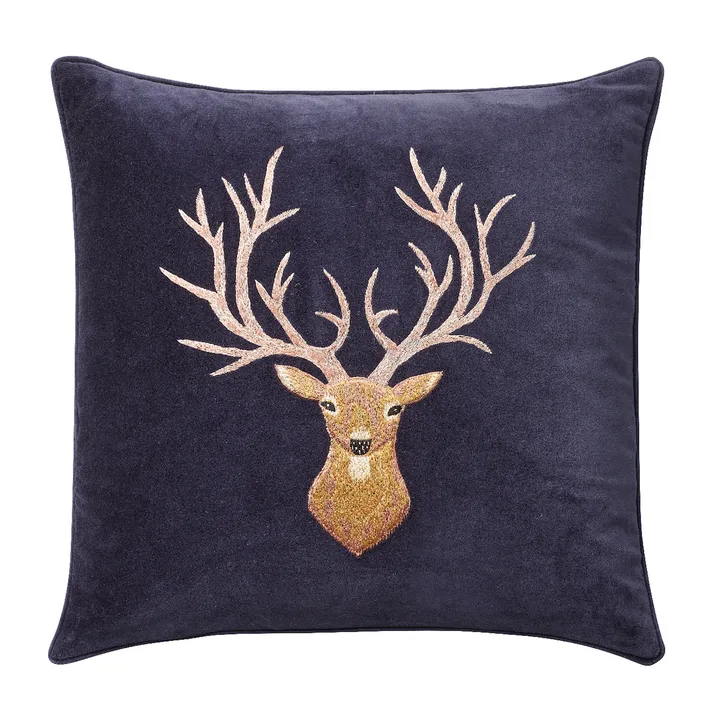 수놓은 레인디어 쿠션 커버 50x50 cm - navy - Chhatwal & Jonsson | 샤트왈앤존슨