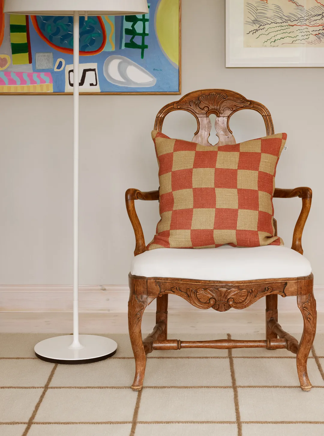 버팔로 체크, Khaki-apricot orange, 50x50 cm Chhatwal & Jonsson | 샤트왈앤존슨