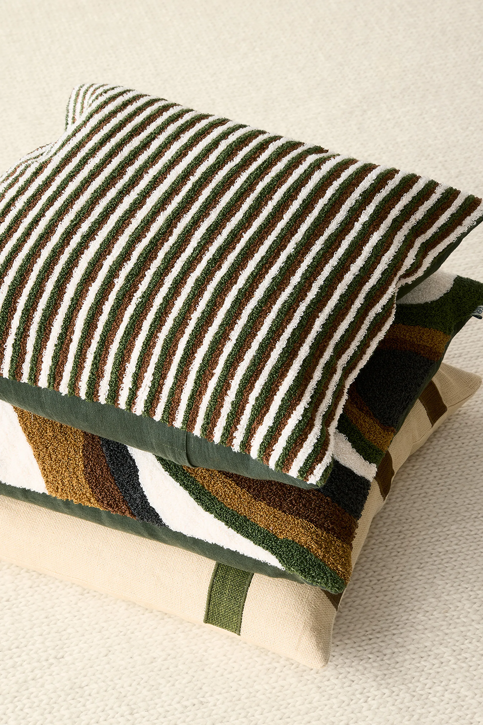Raipur 베개커버 50x50 cm, Cognac-Cactus Green-Off White Chhatwal & Jonsson | 샤트왈앤존슨