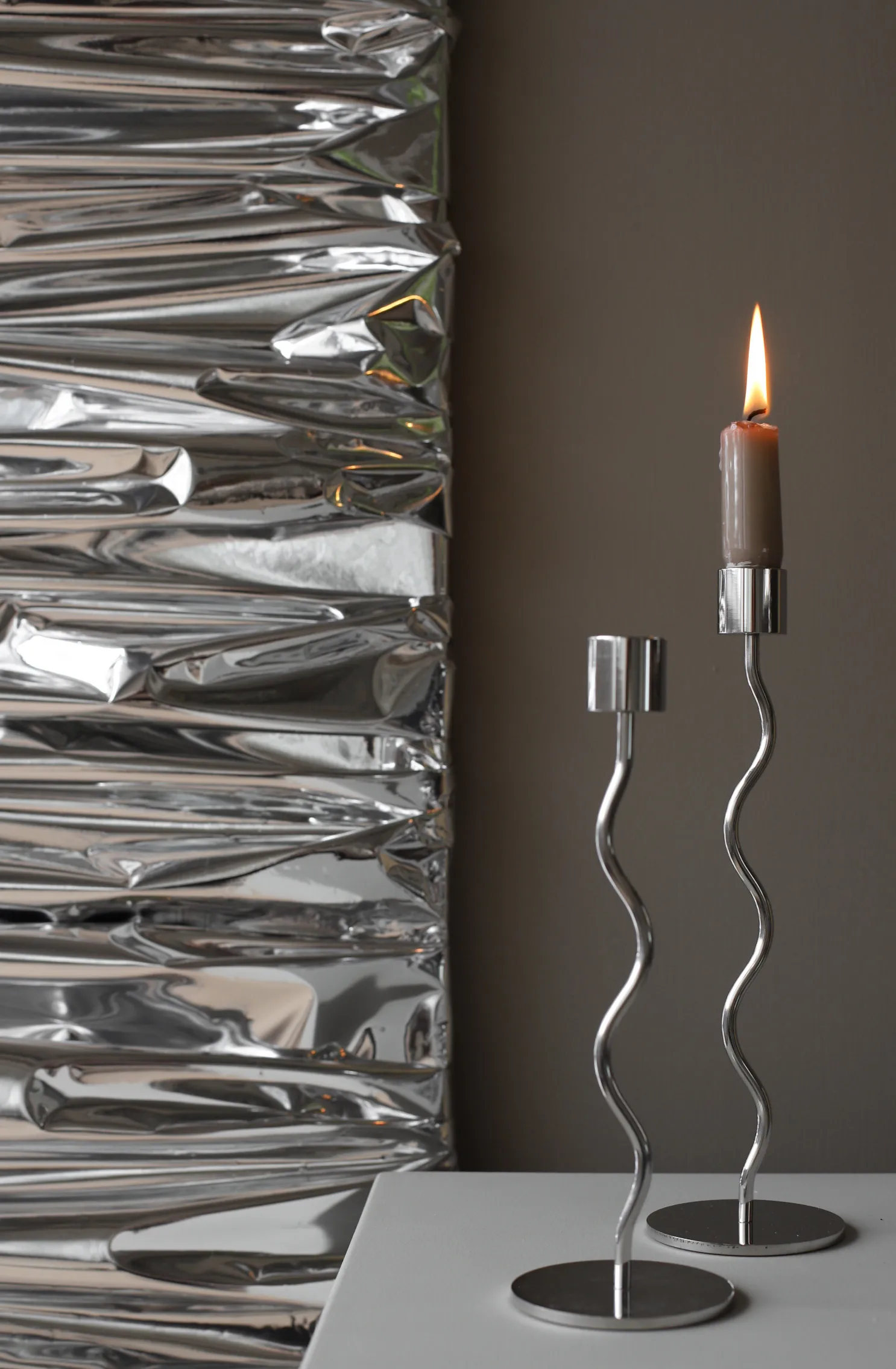 커브드 캔들 홀더 23 cm, Stainless Steel Cooee Design | 쿠이디자인
