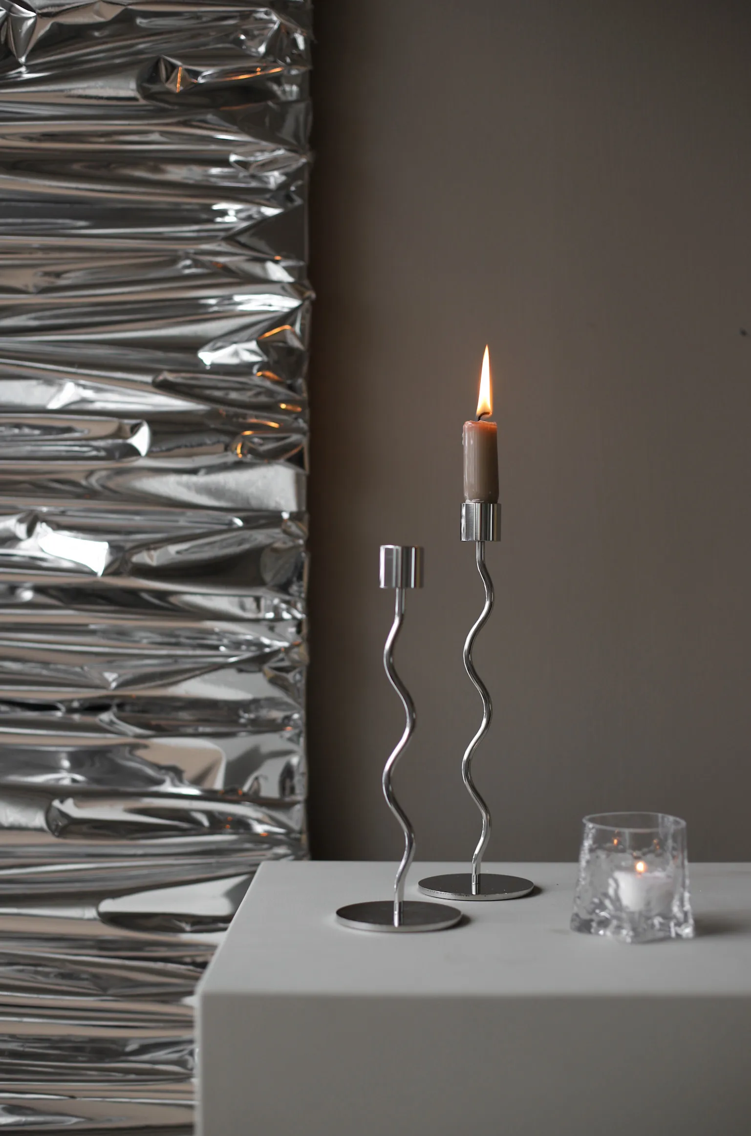 커브드 캔들 홀더 26 cm, Stainless Steel Cooee Design | 쿠이디자인