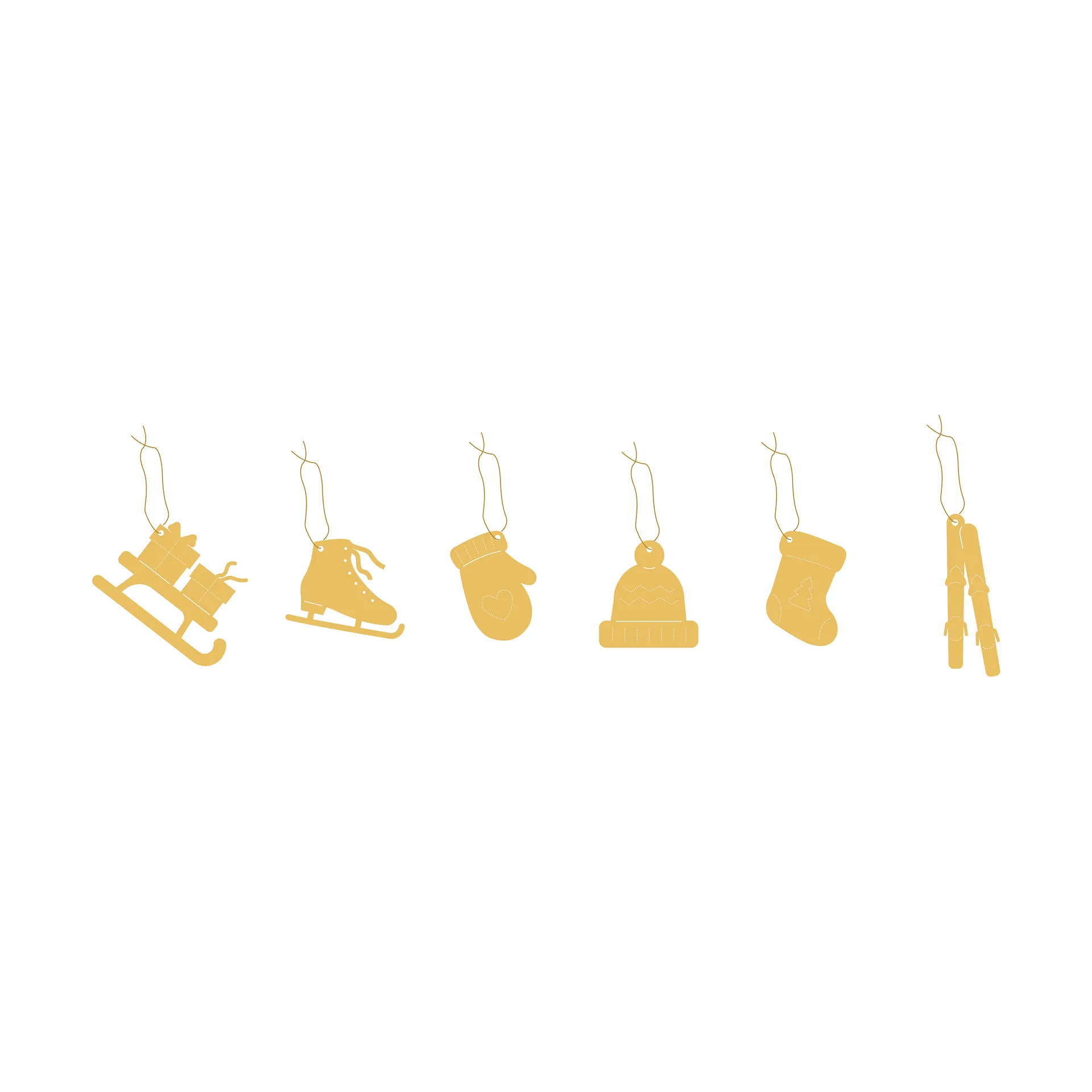 Deco Winter activities 크리스마스 오너먼트 6개 세트, Brass Cooee Design | 쿠이디자인