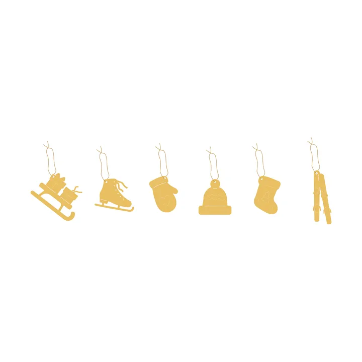 Deco Winter activities 크리스마스 오너먼트 6개 세트 - Brass - Cooee Design | 쿠이디자인