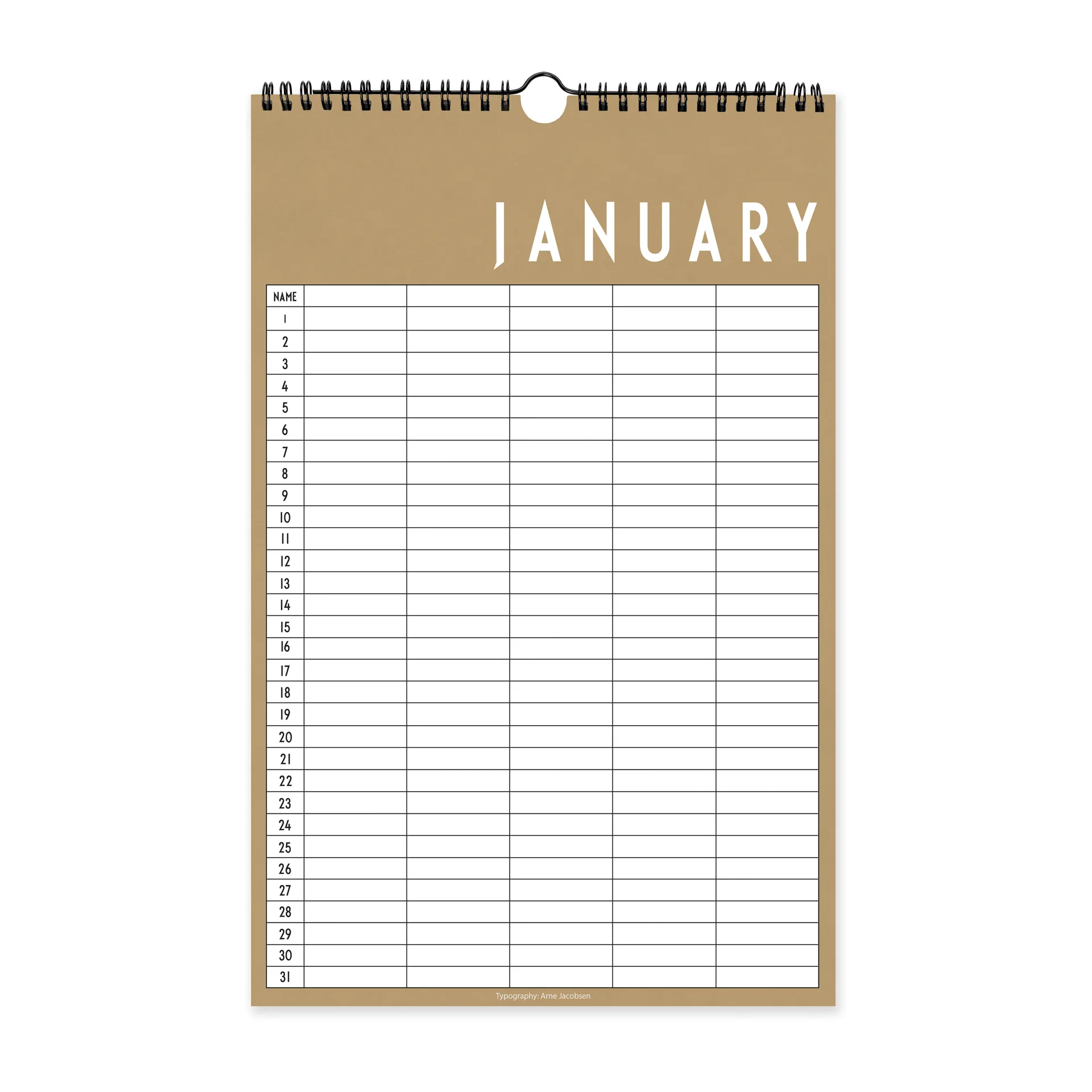 디자인레터스 월간 달력, Beige Design Letters | 디자인레터스