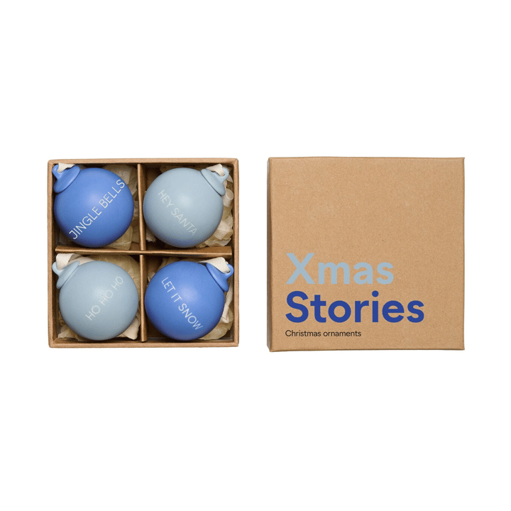 XMAS Stories 크리스마스 바우블 Ø4 cm 4 parts - Cobalt blue-light blue - Design Letters | 디자인레터스