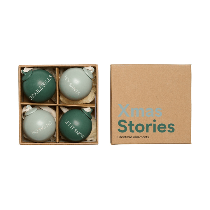 XMAS Stories 크리스마스 바우블 Ø4 cm 4 parts - Dark green-dusty green - Design Letters | 디자인레터스