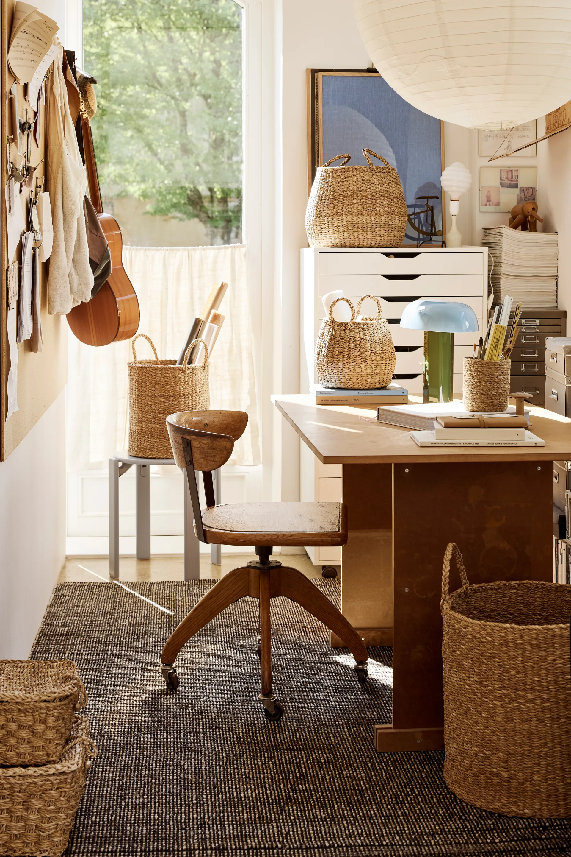 에스더 손잡이 달린 수납 바스켓 2개 세트, Natural Dixie | 딕시