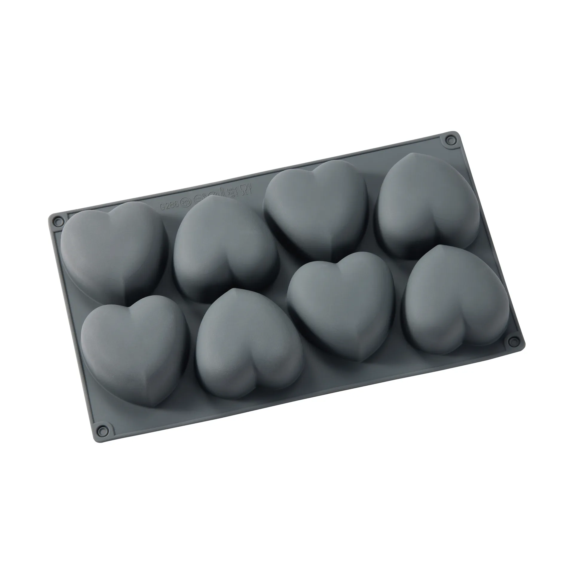 벡 베이킹 틴, Grey, heart, silicone, 8 pcs Dorre | 도레