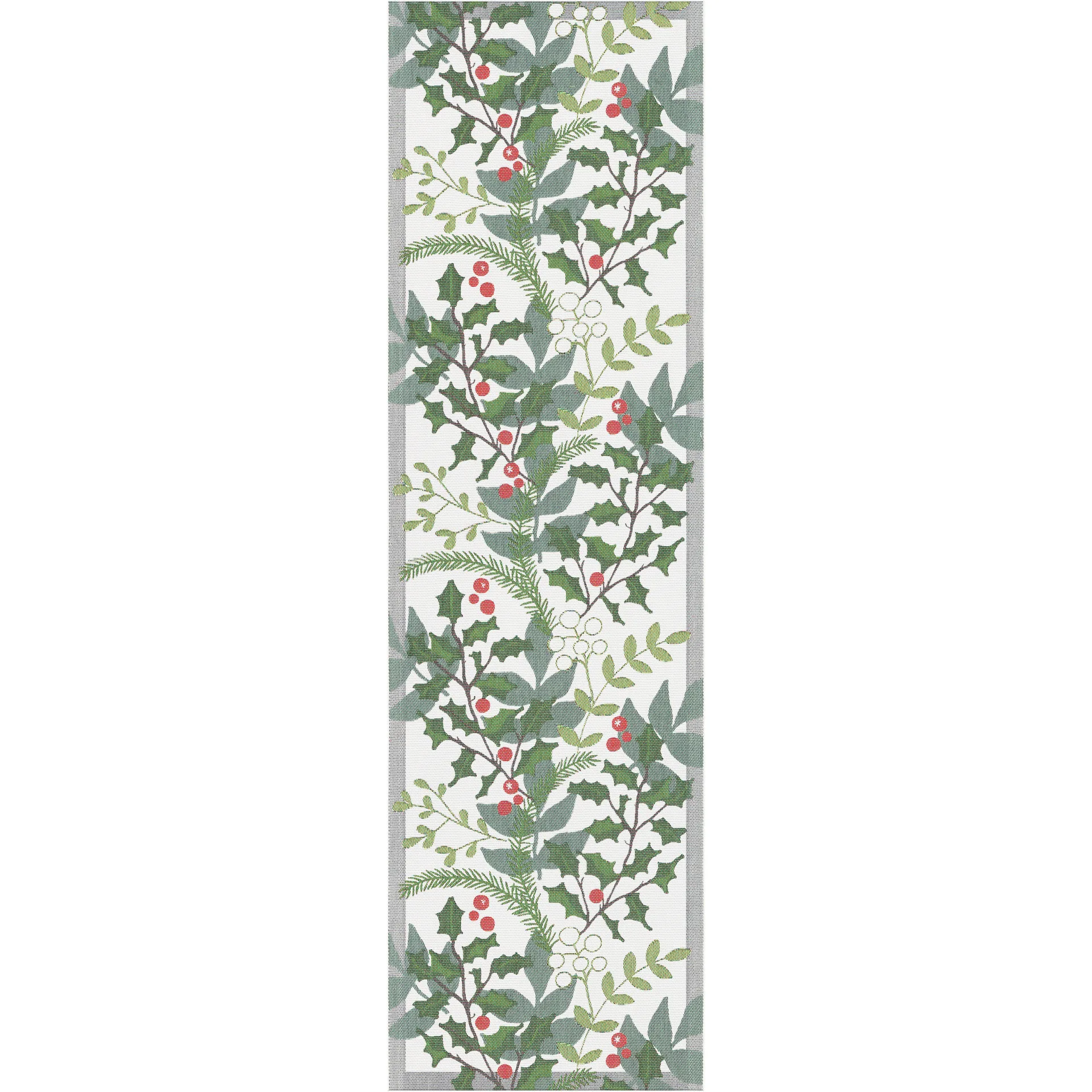 줄리아 테이블 러너 35x80 cm, white-green Ekelund Linneväveri | 에켈룬드 린네바베리
