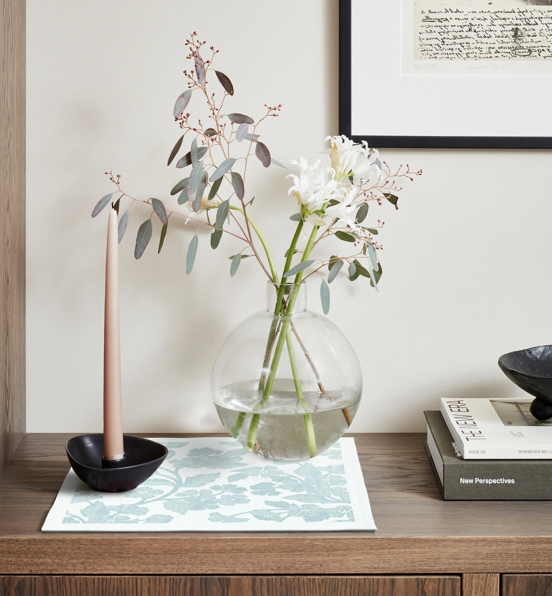 Blomranka 냅킨 35x35 cm, Light green Ekelund Linneväveri | 에켈룬드 린네바베리