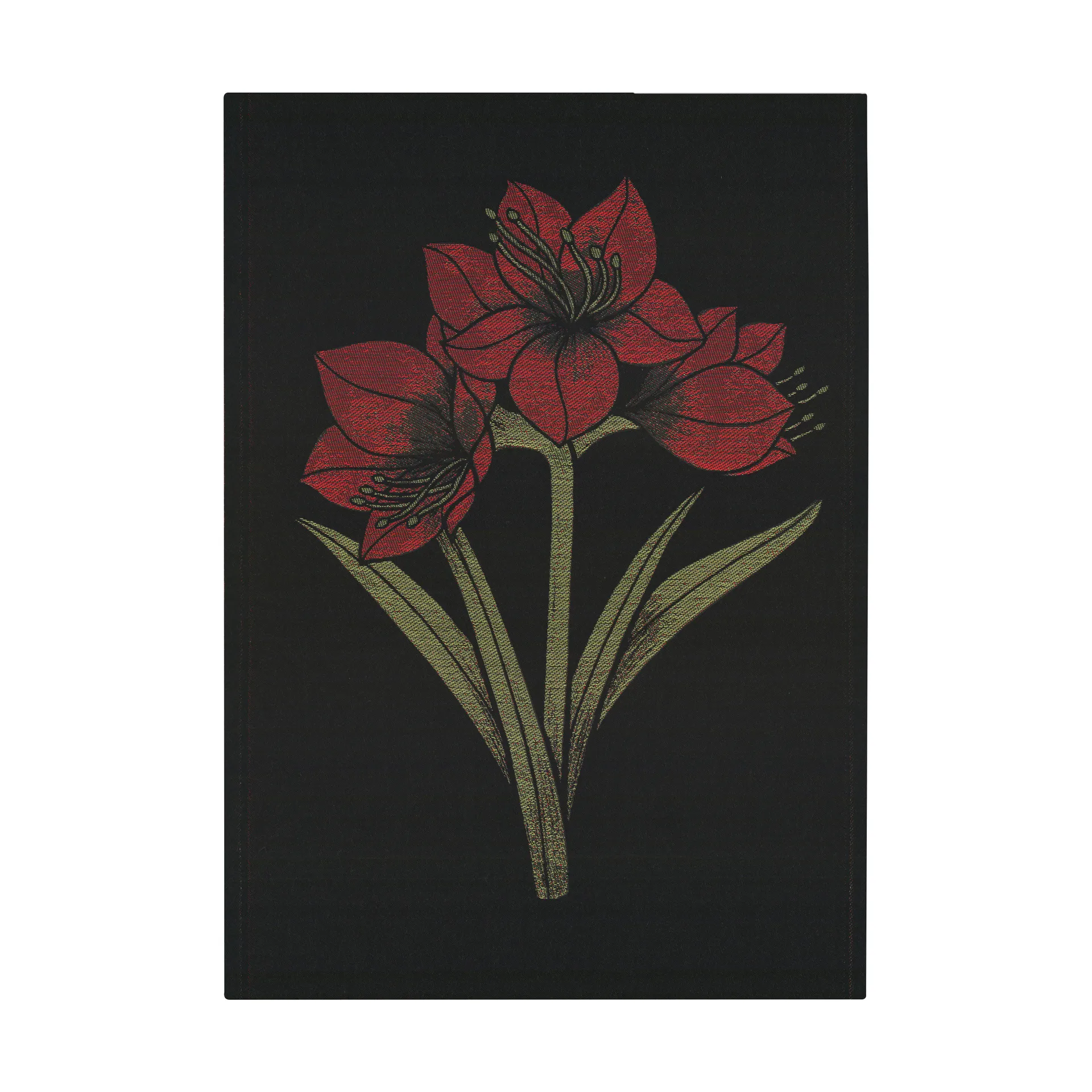 Kapamaryllis 주방 타월 48x70 cm, Black-red Ekelund Linneväveri | 에켈룬드 린네바베리