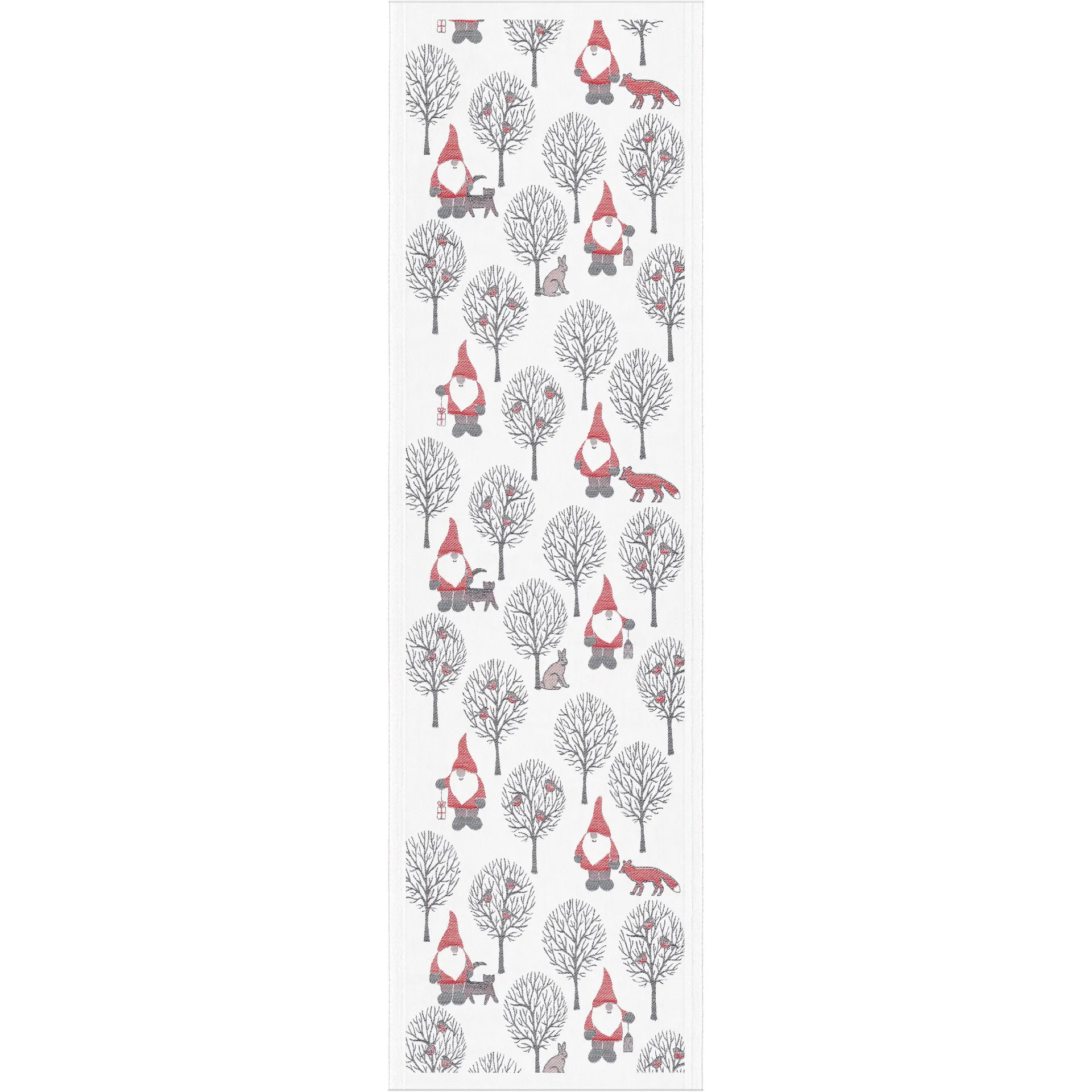 Tomteliv 테이블 러너 35x120 cm, grey-red Ekelund Linneväveri | 에켈룬드 린네바베리