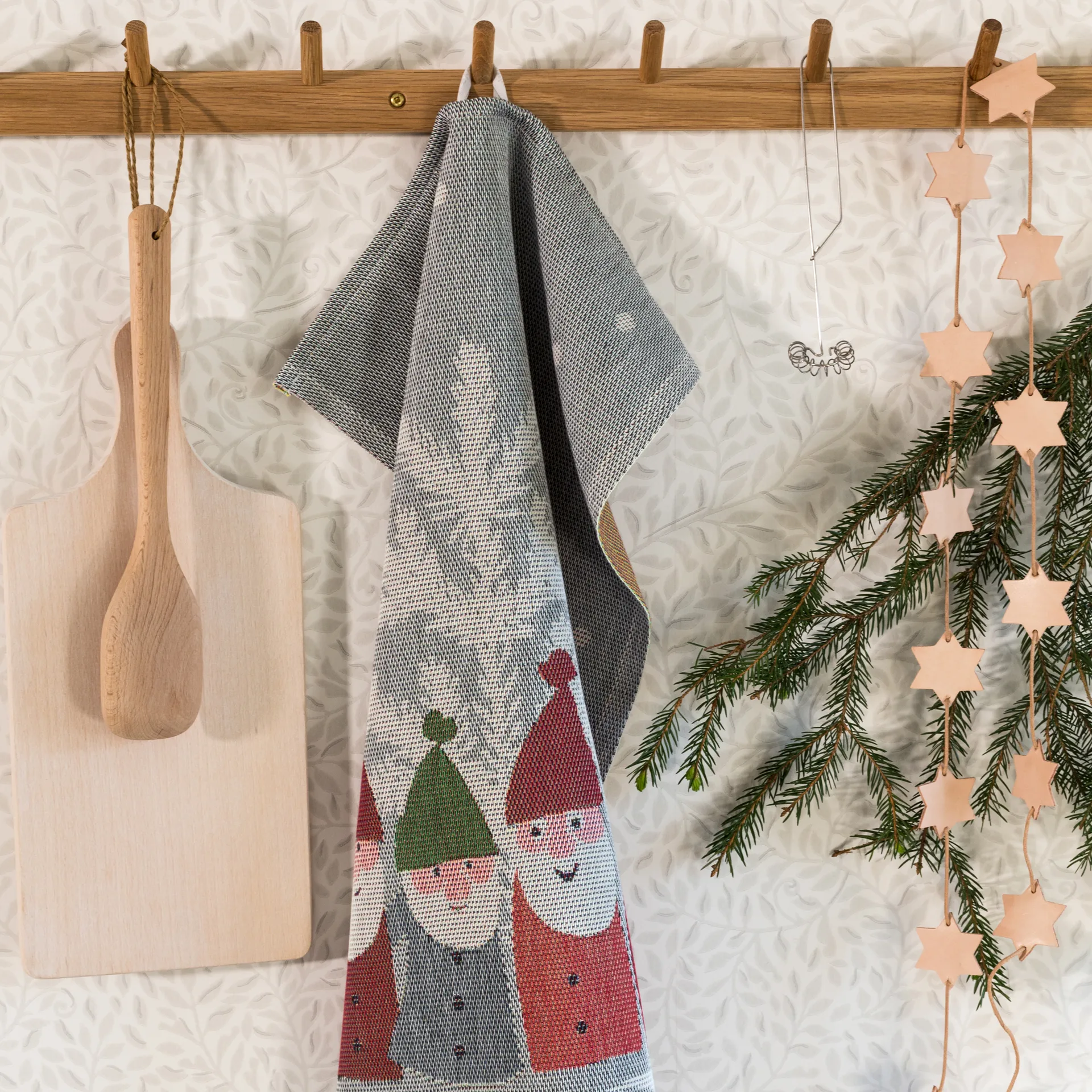 Tomtemöte  주방타올 40x60 cm, Grey-white Ekelund Linneväveri | 에켈룬드 린네바베리