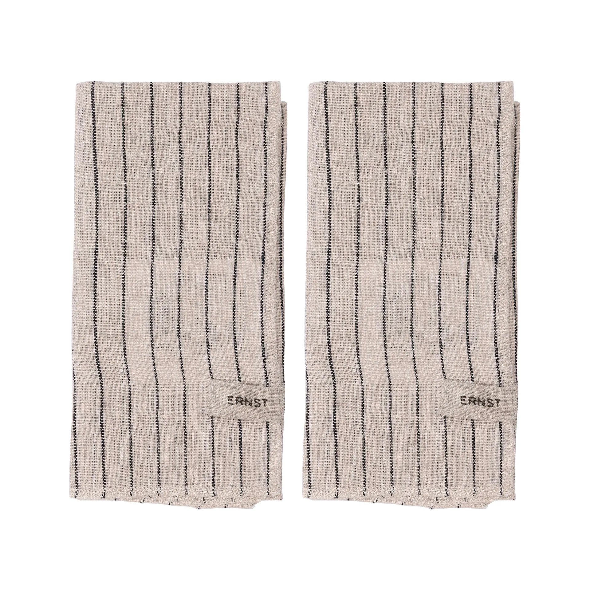 에른스트 냅킨 2개 세트 스트라이프 40x40 cm, Black-beige ERNST | 에른스트