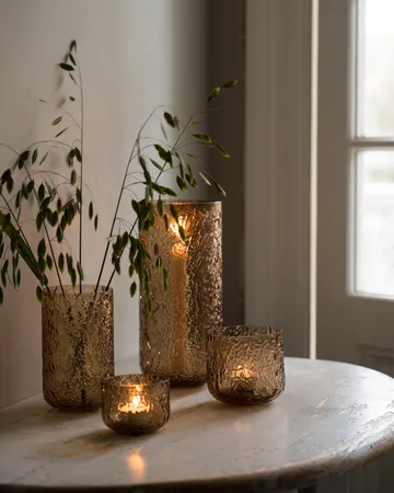 에른스트 패턴드 화병/캔들 홀더 - Amber, Ø9x10 cm - ERNST | 에른스트