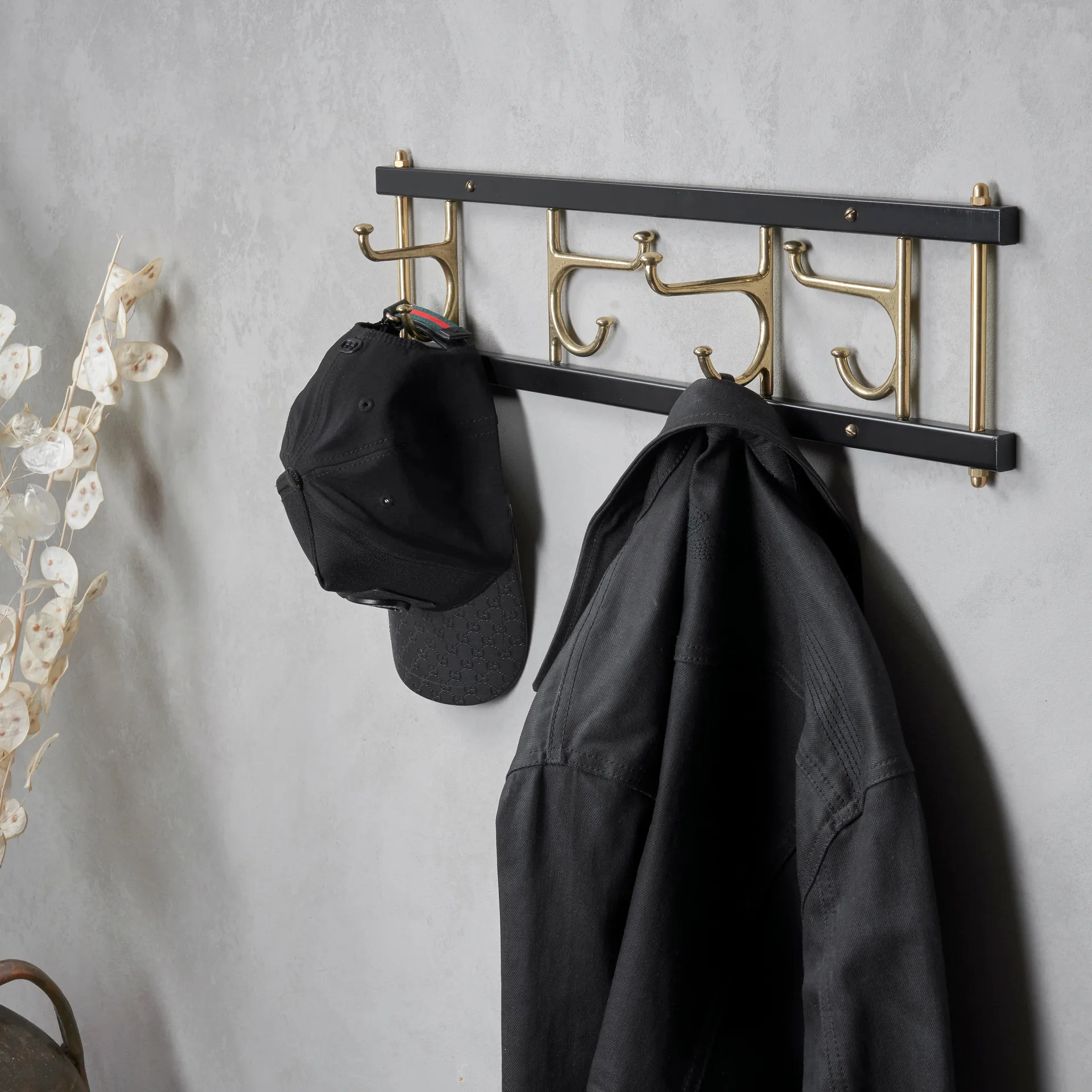 맥시 4 데코레이션 후크 레일, black-brass Essem Design | 에셈디자인