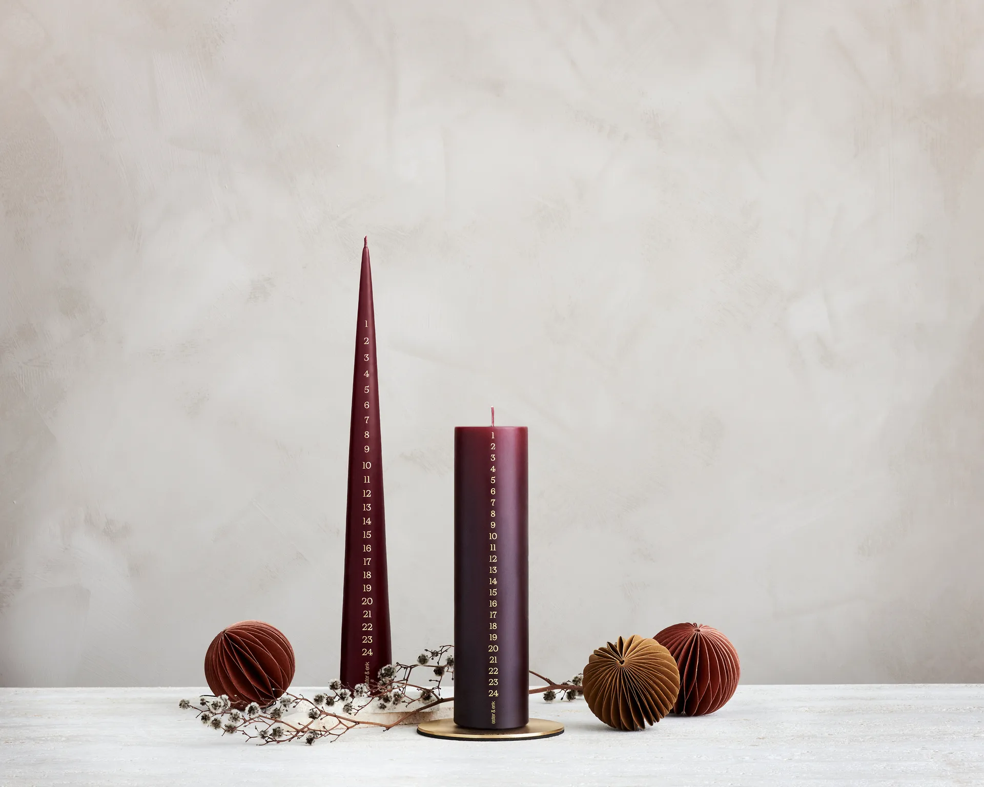 ester & erik 대림절 양초 25 cm, 44/2 deep wine ester & erik | 에스터 & 에릭