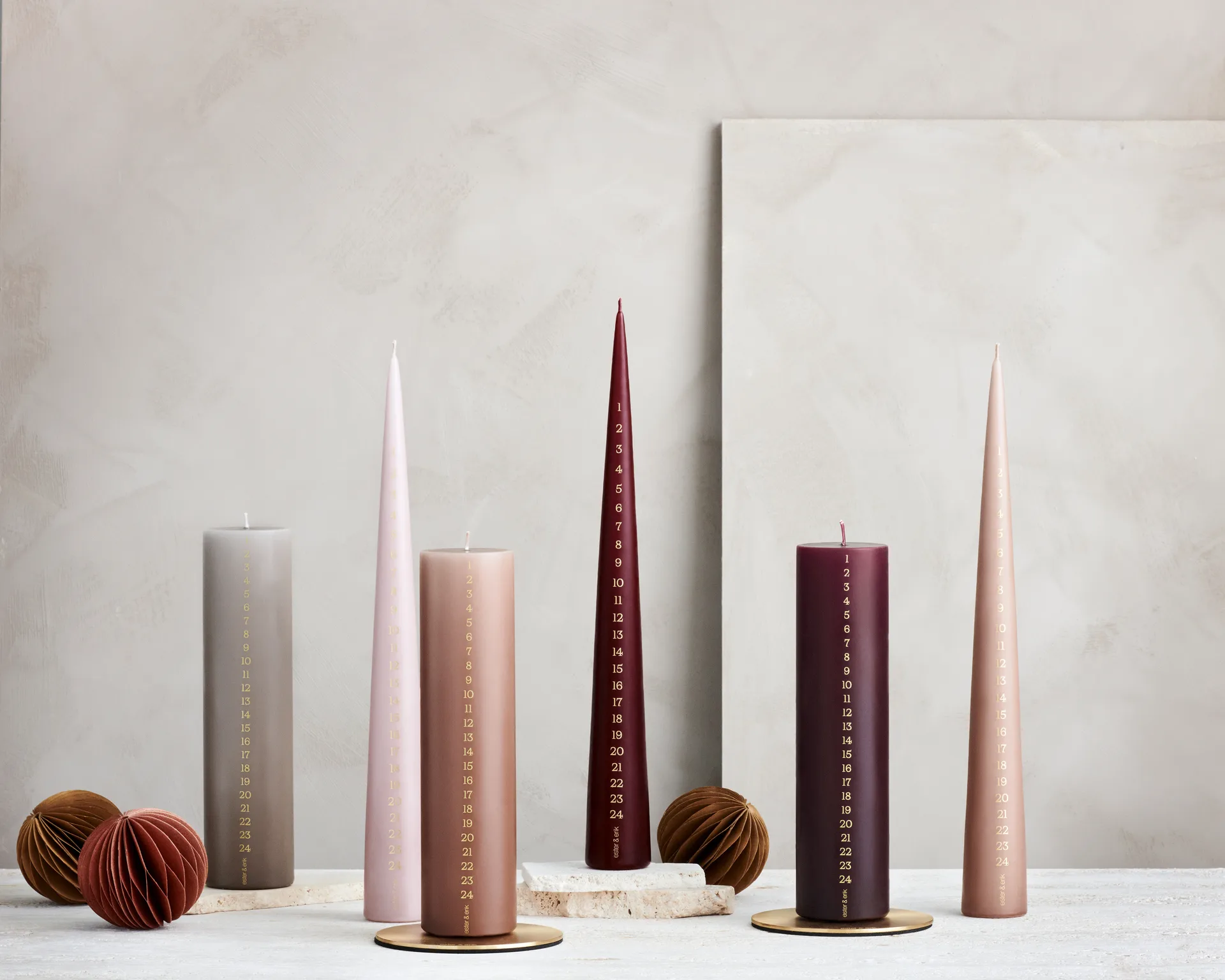 ester & erik 대림절 양초 37 cm, 44/2 deep wine ester & erik | 에스터 & 에릭