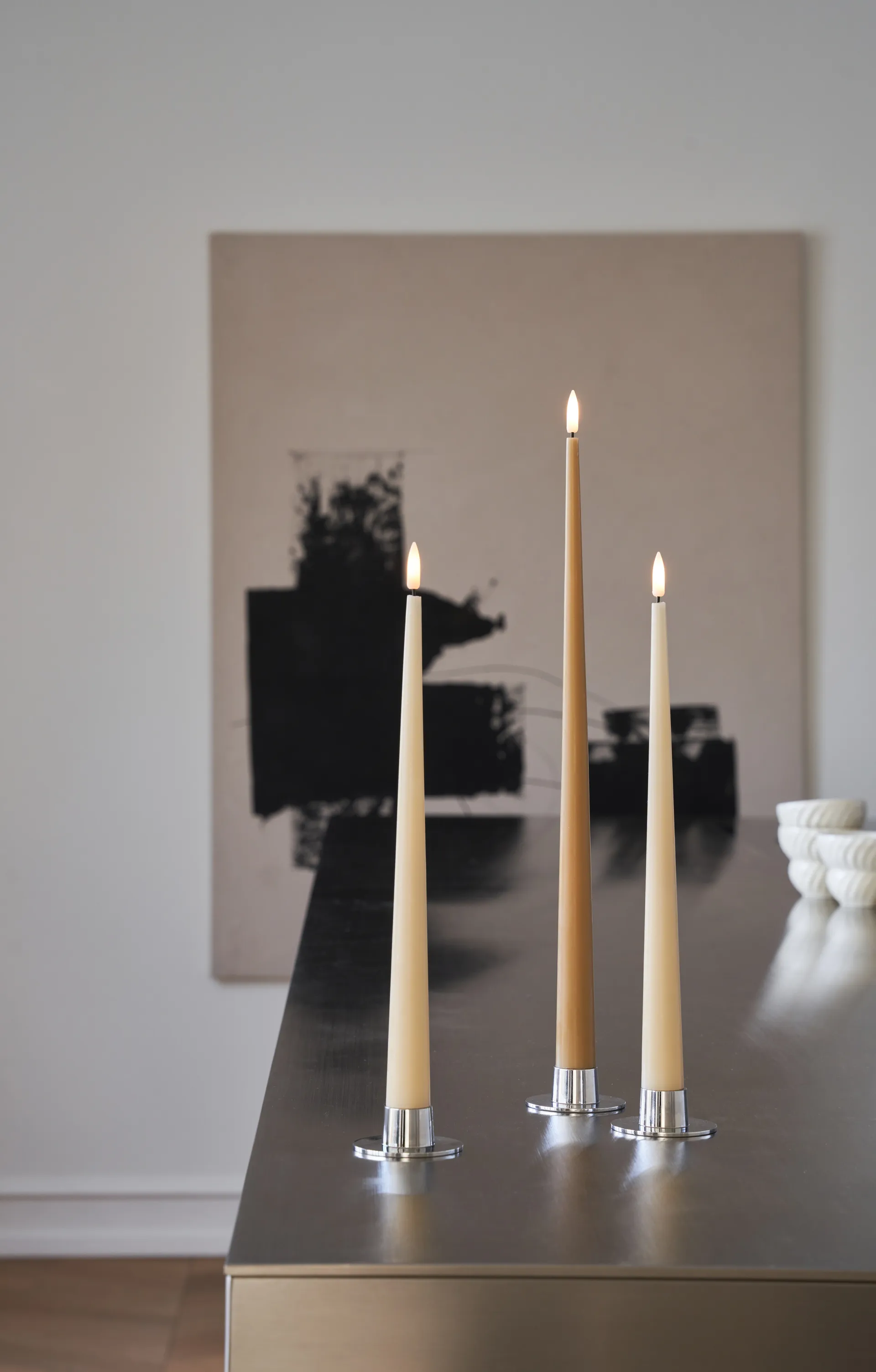 ester & erik 테이퍼 캔들 LED 2개 세트, 27 Almond butter, 40 cm ester & erik | 에스터 & 에릭
