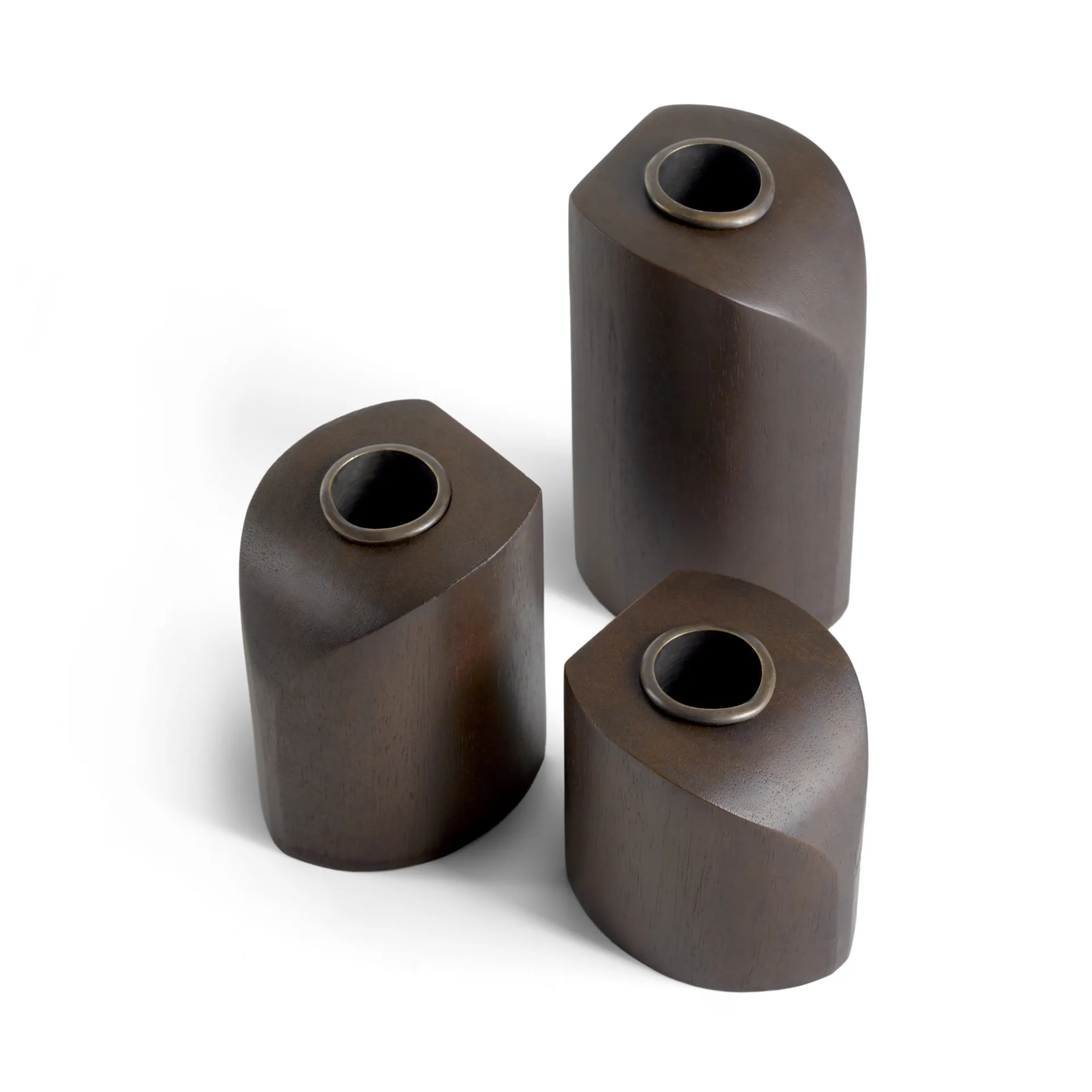 PI 캔들 홀더 3개 세트, Dark brown stained mahogany Ethnicraft | 에스니크래프트