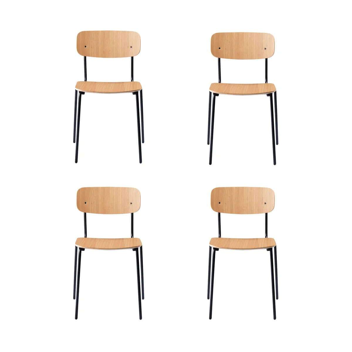 J182 홀멘 체어 4개 세트, Oak veneer-black legs FDB Møbler