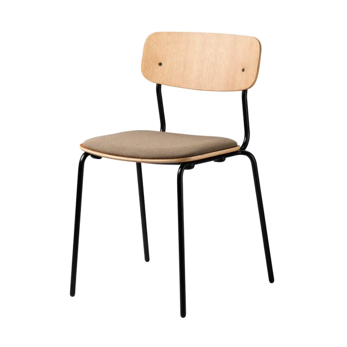 J182 홀멘 체어, Oak veneer-black legs-taupe FDB Møbler